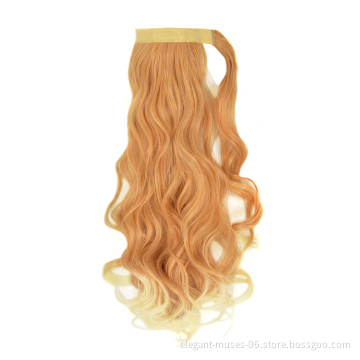 Wholesale Price newest High Temperature Fiber Long Wavy Synthetic clip hairpieces postiche ponytail wigs